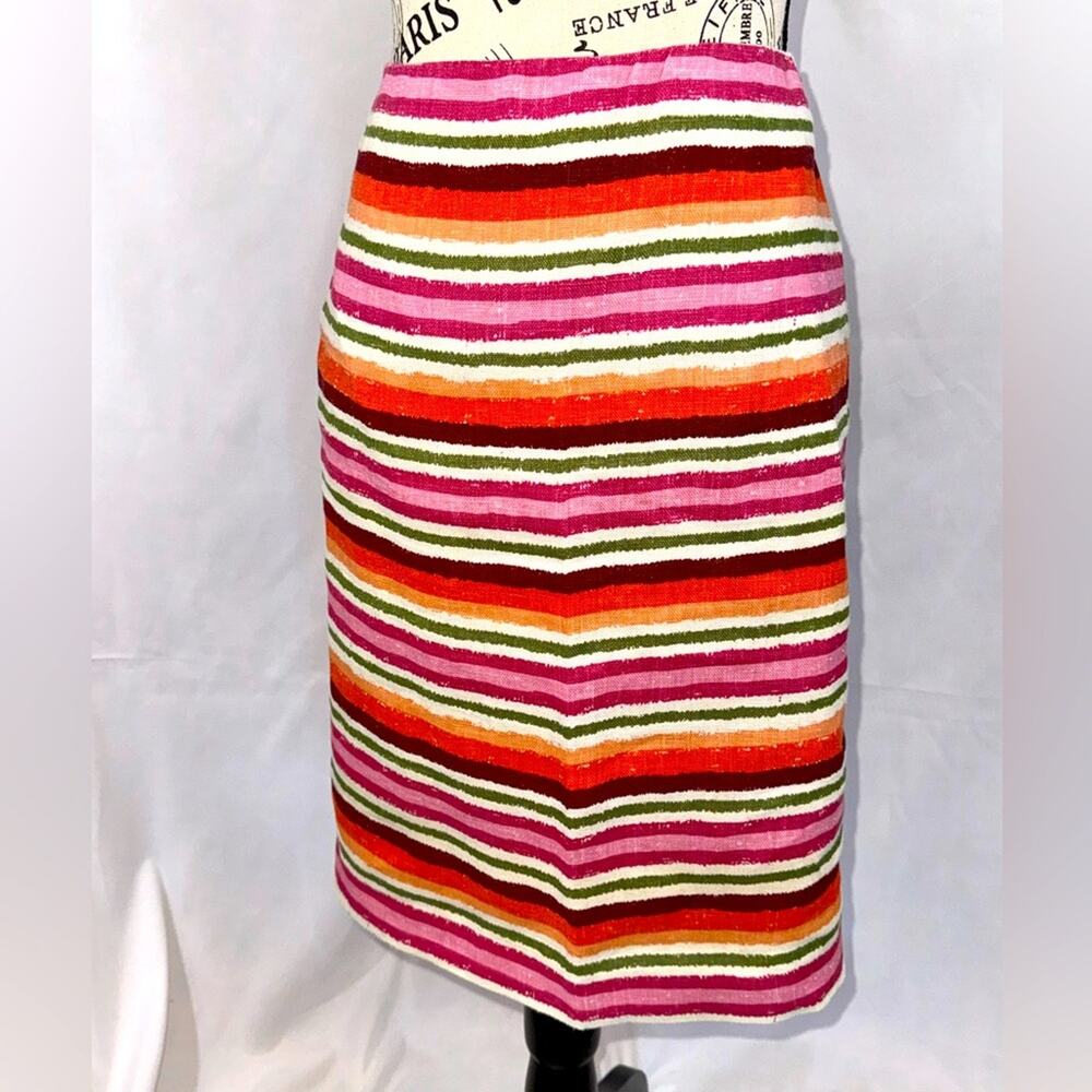 EUC: Talbots FUN Linen Multi-colored Striped Skirt